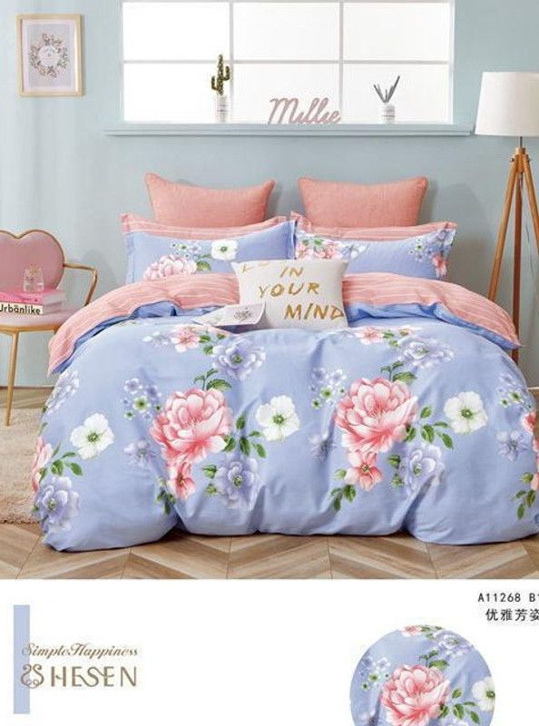 100 TC Cotton Double Printed Bedsheet  (Pack of 1, Pink)