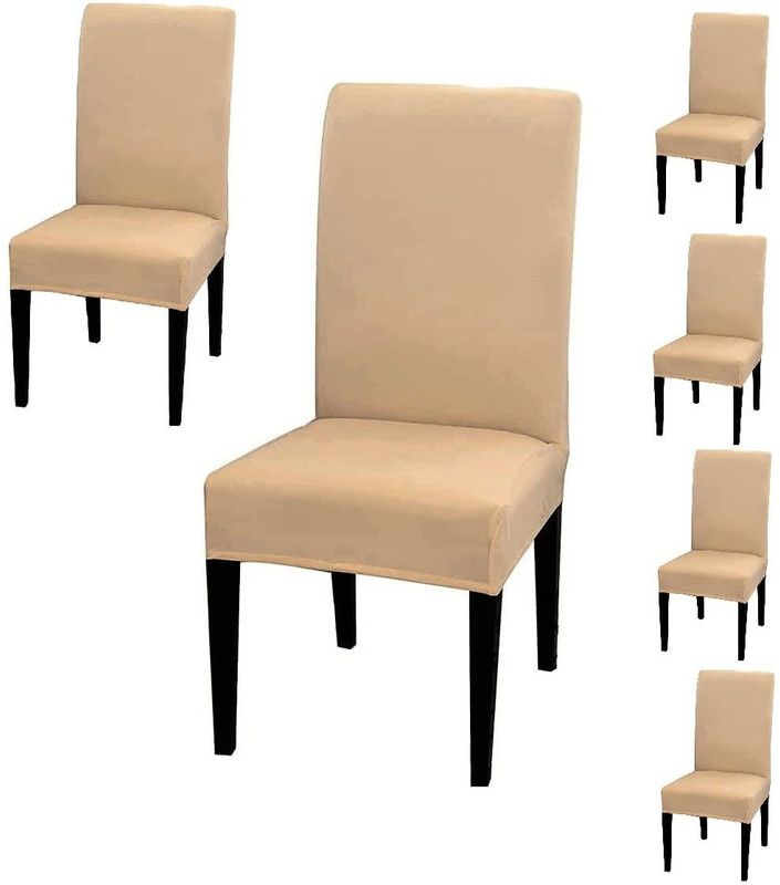 Atirap Polyester Plain Chair Cover  (Beige Pack of 4)