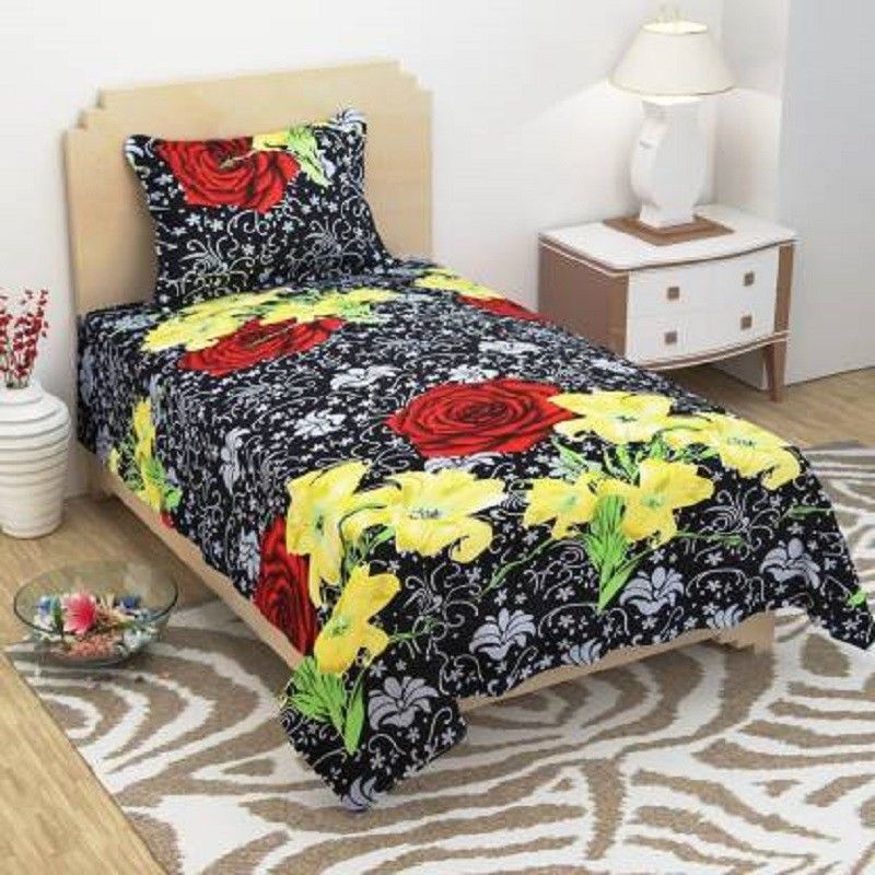 BLUEDOT 104 TC Microfiber Single Printed Flat Bedsheet  (Pack of 1, Multicolor)
