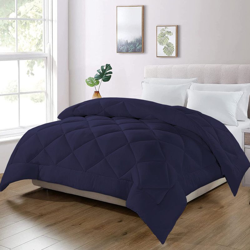 Indian Kingdom Solid Single Comforter for Heavy Winter  (Microfiber, Navy Blue)