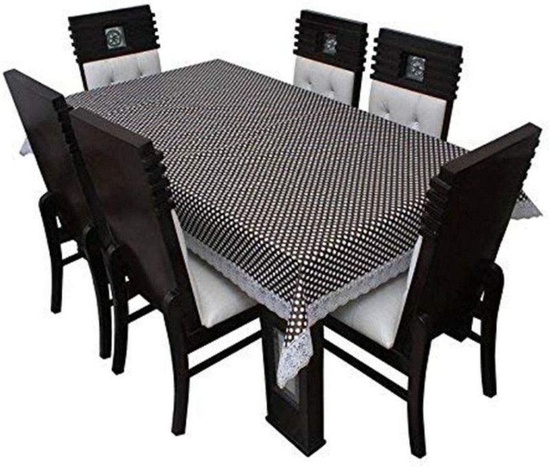 TANLOOMS Polka 10 Seater Table Cover  (Black, PVC)