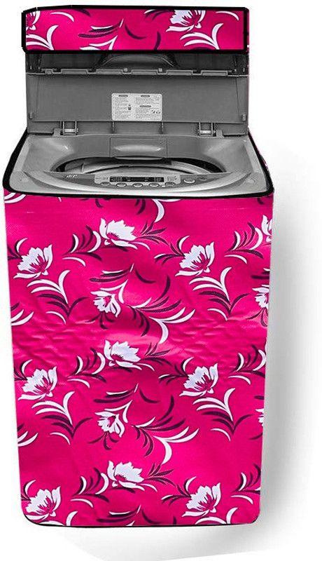 JM Homefurnishings Top Loading Washing Machine Cover  (Width: 52 cm, Pink, White)