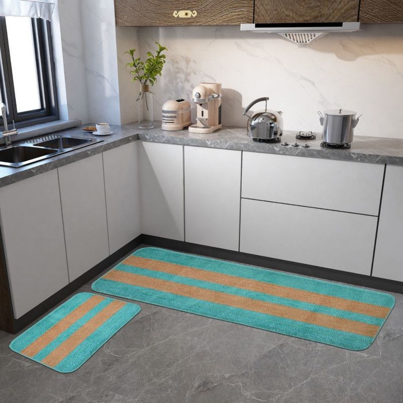 BuyersCue Microfiber Floor Mat  (Blue, Medium, Pack of 2)