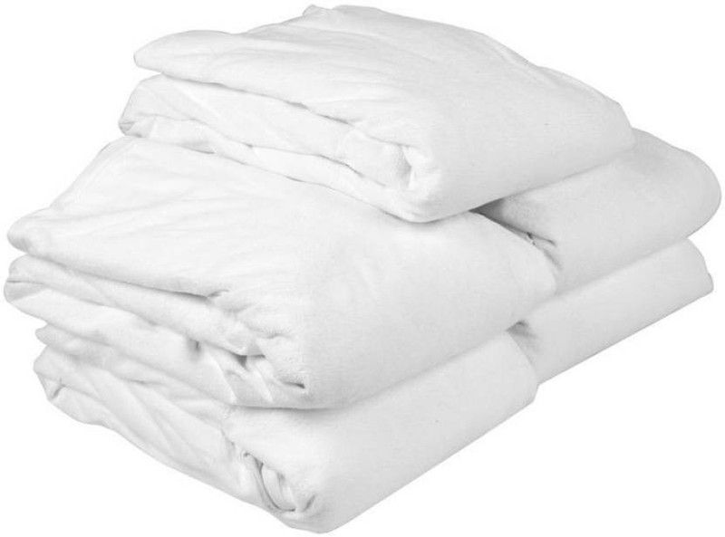 Jaipuri Art Elastic Strap Single Size Mattress Cover  (White)