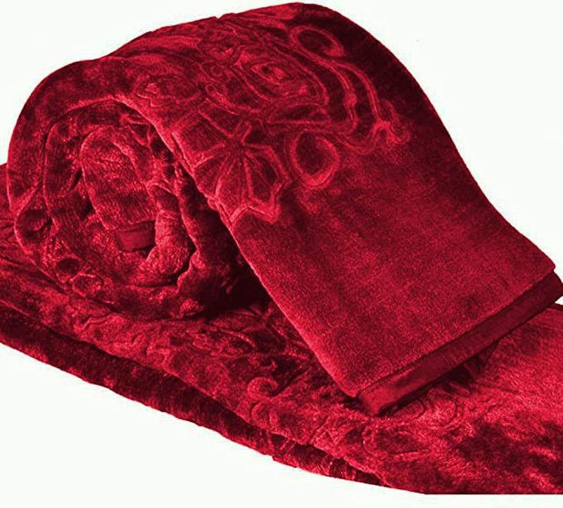 ORRUV Floral Single Mink Blanket for Heavy Winter  (Silk, Maroon)