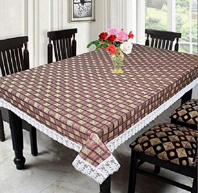MONKDECOR Printed 6 Seater Table Cover  (Brown, PVC)