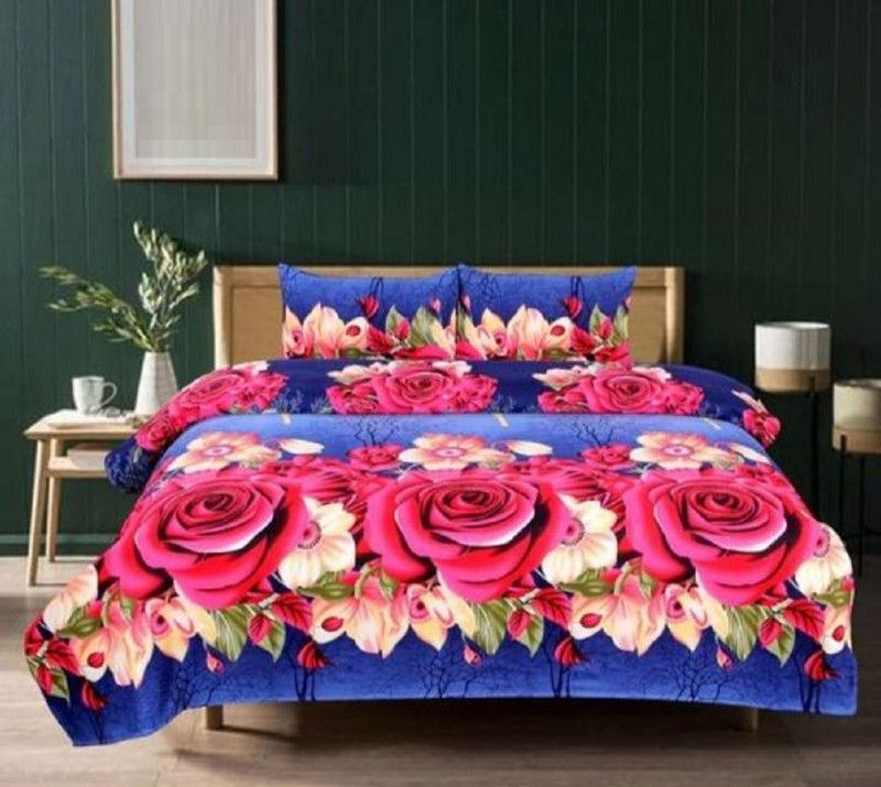 JAAT HUB 144 TC Polycotton Double Floral Flat Bedsheet  (Pack of 1, Design5)
