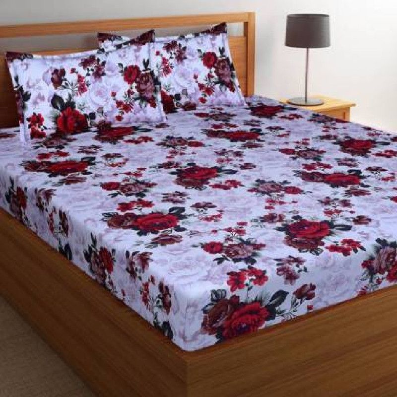 CHAWLA TEXTILE 144 TC Microfiber Double 3D Printed Flat Bedsheet  (Pack of 1, Multicolor)