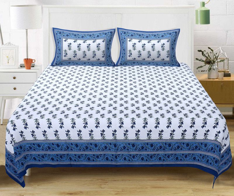 Texstylers 220 TC Cotton King Jaipuri Prints Flat Bedsheet  (Pack of 1, multicolor12)