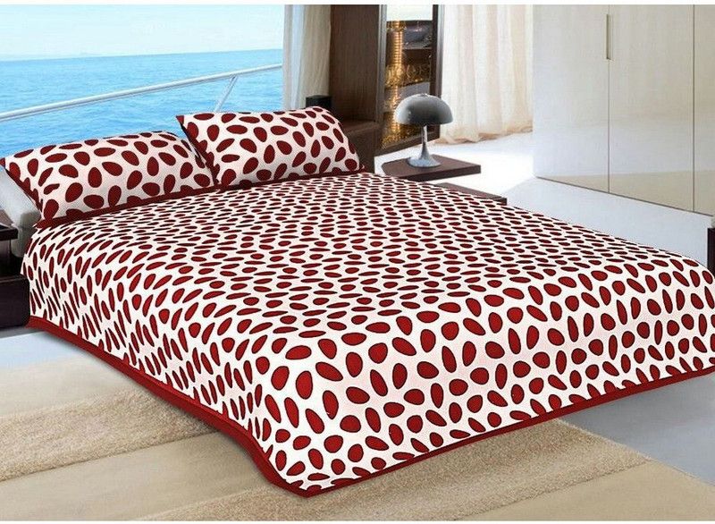 LITTLE INDIA 110 TC Cotton Double Jaipuri Prints Flat Bedsheet  (Pack of 1, Red)