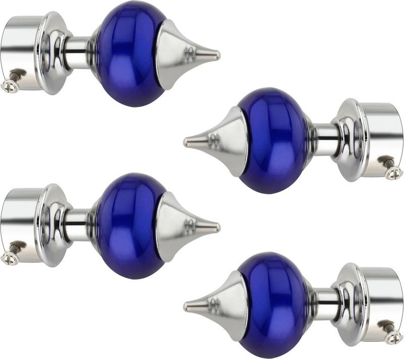 Ghazian Dark Blue Curtain Knobs, Rod Rail Bracket Metal  (Pack of 4)