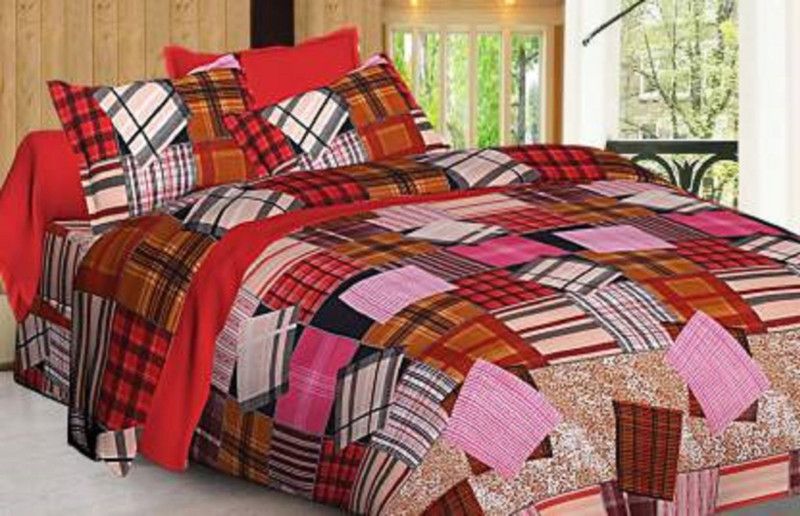 Shreejee 150 TC Cotton Double Geometric Flat Bedsheet  (Pack of 1, Multicolor)