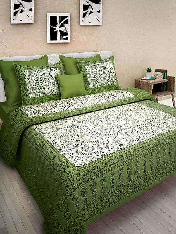 Cotton Double King Bedsheet  (Pack of 1, Beige)