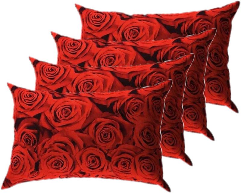 GKM Polyester Fibre Floral Sleeping Pillow Pack of 4  (Multicolor)