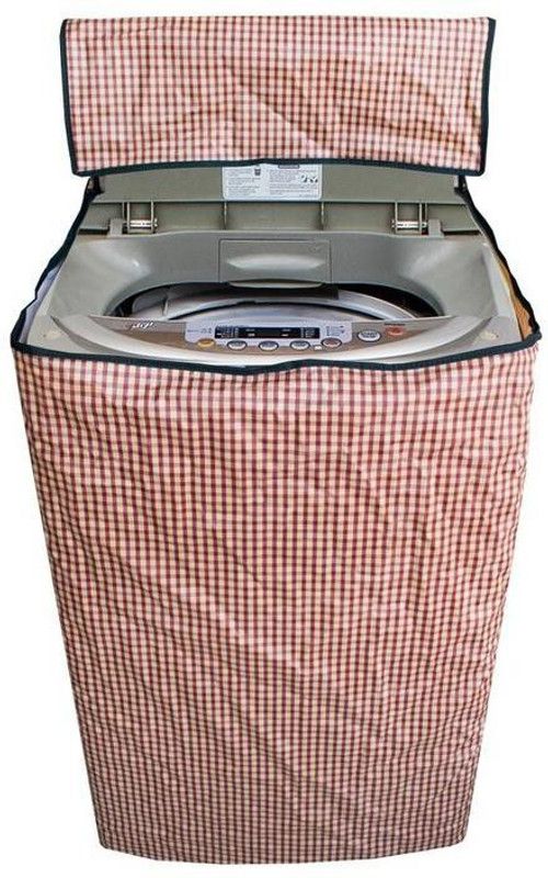 Stylista Top Loading Washing Machine Cover  (Width: 57 cm, White, Brown)