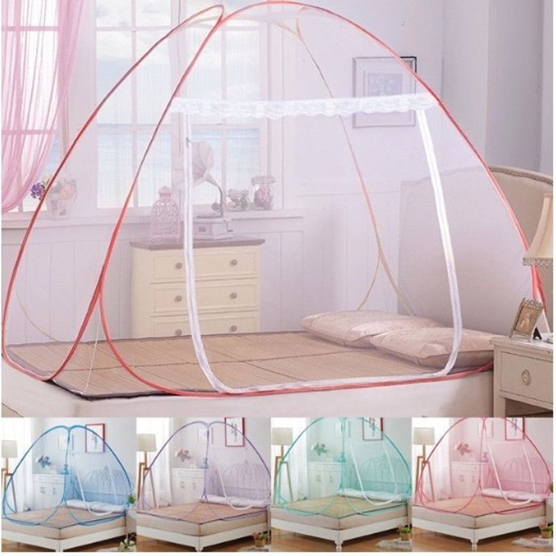 statvera HDPE - High Density Poly Ethylene Adults Washable Polyester Adults Washable Foldable Mosquito Net  (Pink, Tent)