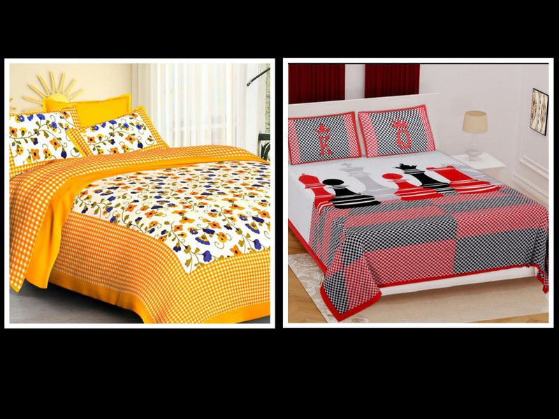 144 TC Cotton Double Floral Bedsheet  (Pack of 2, Design35)