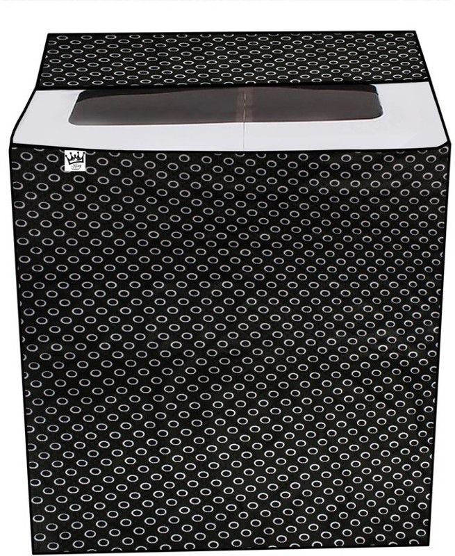 KingMatters Semi-Automatic Washing Machine Cover  (Width: 90 cm, Black, White)