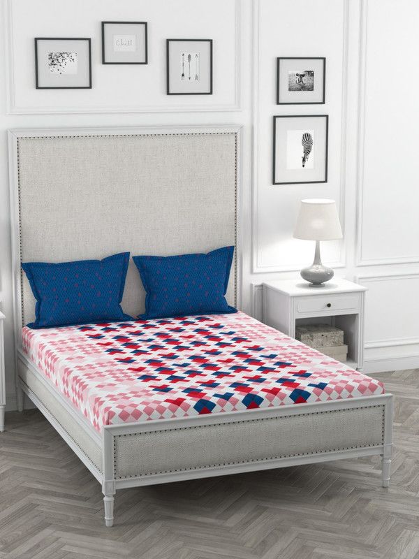 PORTICO NEW YORK 144 TC Cotton King Abstract Flat Bedsheet  (Pack of 1, Multicolor)