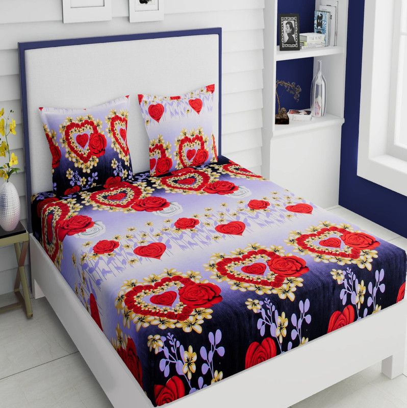 Exopick 120 TC Cotton Double Floral Flat Bedsheet  (Pack of 1, multicolor1)