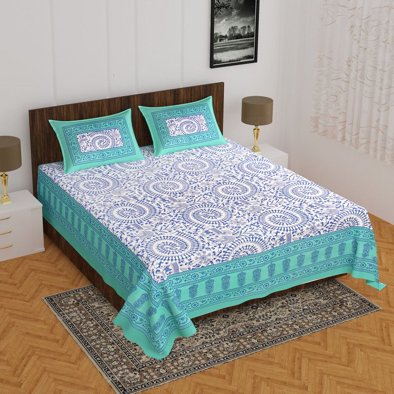 Indian Royal Fashion 144 TC Cotton Double Printed Flat Bedsheet  (Pack of 1, Beige)