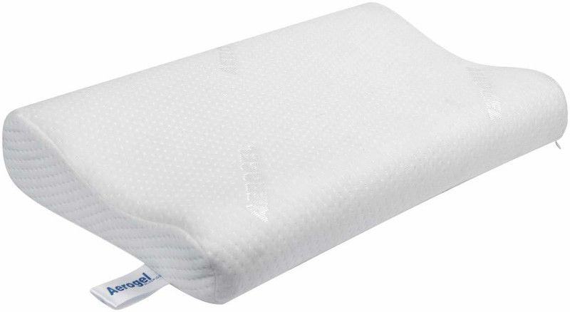 AEROGEL Contour Memory Foam Pillow for Back,Stomach,Side Sleepers,Neck Support Cervical Bed Pillow for Sleeping,Relieve Neck Pain Ergonomics with Washable Pillow case Memory Foam Solid Orthopaedic Pillow Pack of 1  (White)