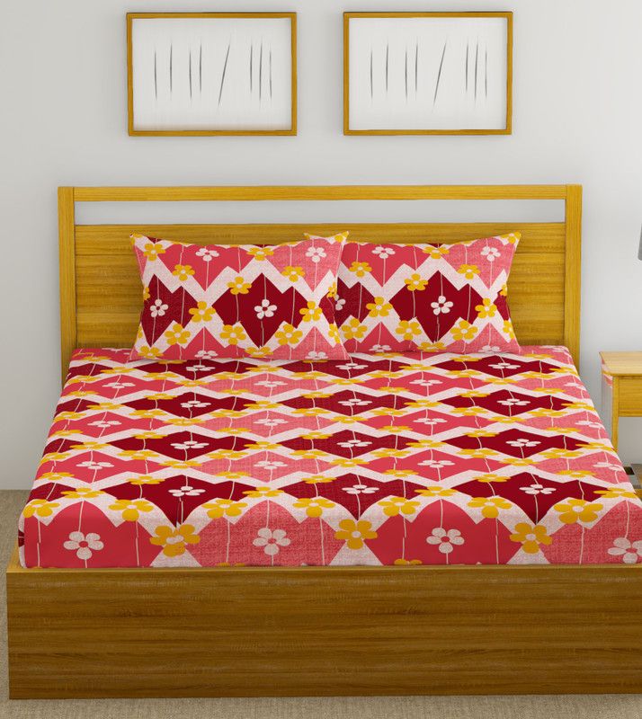 Mafatlal 144 TC Cotton Double Geometric Flat Bedsheet  (Pack of 1, ORCHID)