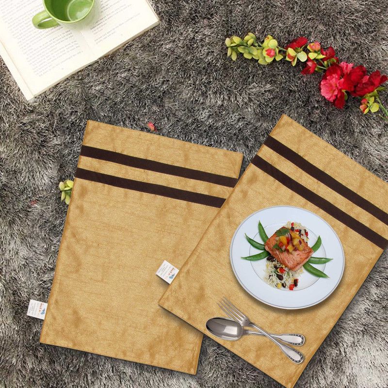 ZIKRAK EXIM Rectangular Pack of 2 Table Placemat  (Beige, Brown, Polyester)