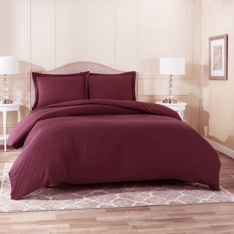 BEVI 300 TC Microfiber Double Solid Flat Bedsheet  (Pack of 1, wine)