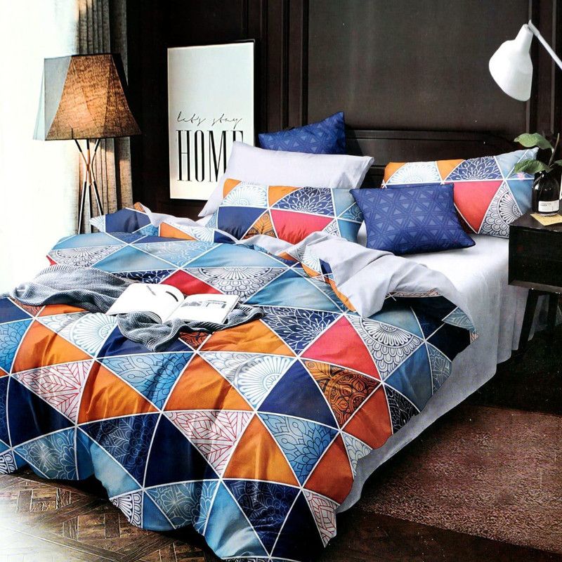 Growing Decorishing 140 TC Polycotton Double 3D Printed Flat Bedsheet  (Pack of 1, Orange)