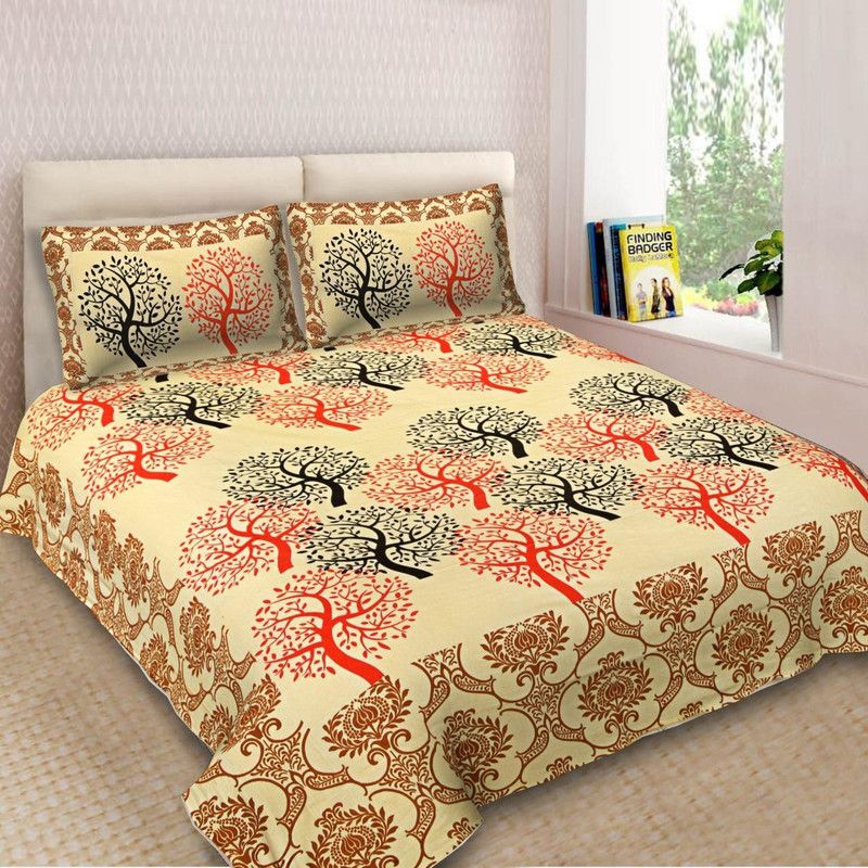 National Impex 300 TC Cotton Double Printed Flat Bedsheet  (Pack of 1, Multicolor-1)