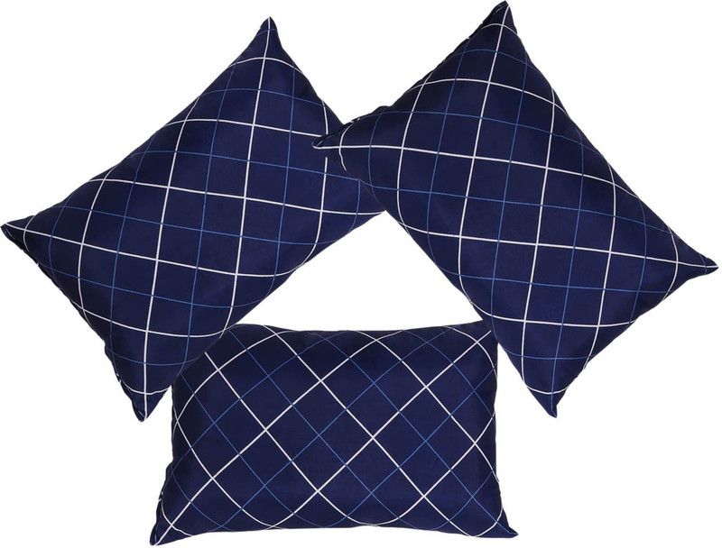 SAN & MAAHI Microfibre Geometric Sleeping Pillow Pack of 3  (Blue)