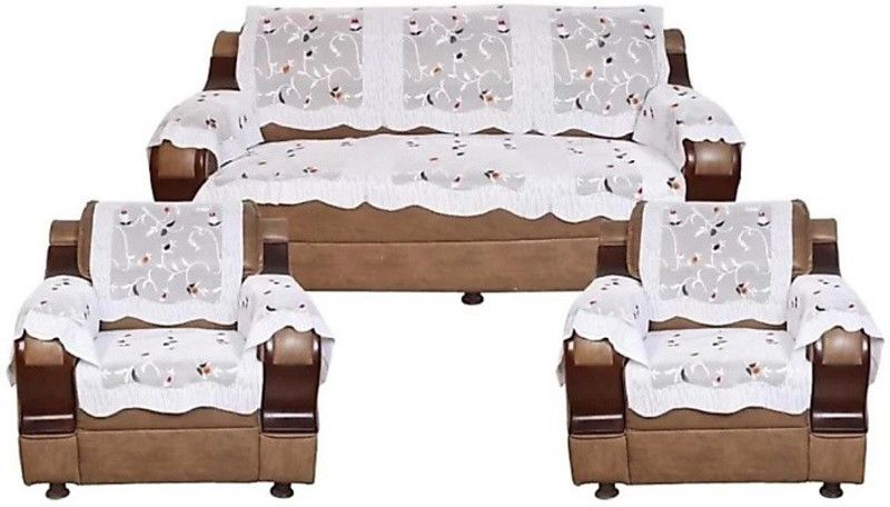 onterio fabs Cotton Floral Sofa Cover  (White Pack of 12)