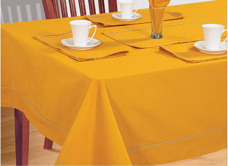 SWAYAM Solid 10 Seater Table Cover  (Yellow, Cotton)