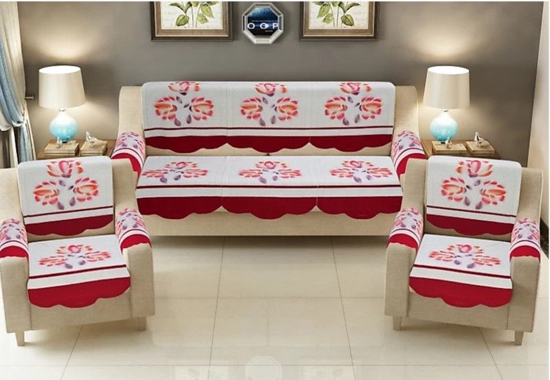 croox Cotton Floral Sofa Cover  (Multicolour Pack of 12)