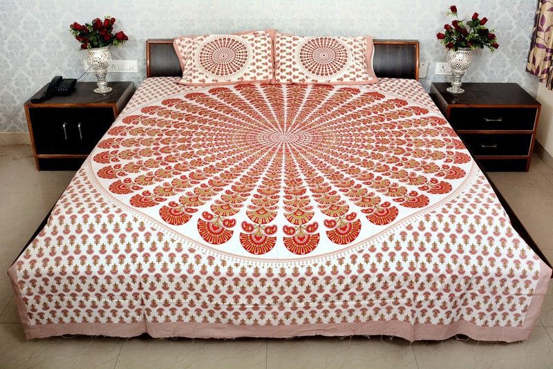 NAIWAL FASHION 194 TC Cotton Double 3D Printed Flat Bedsheet  (Pack of 1, Multicolor)
