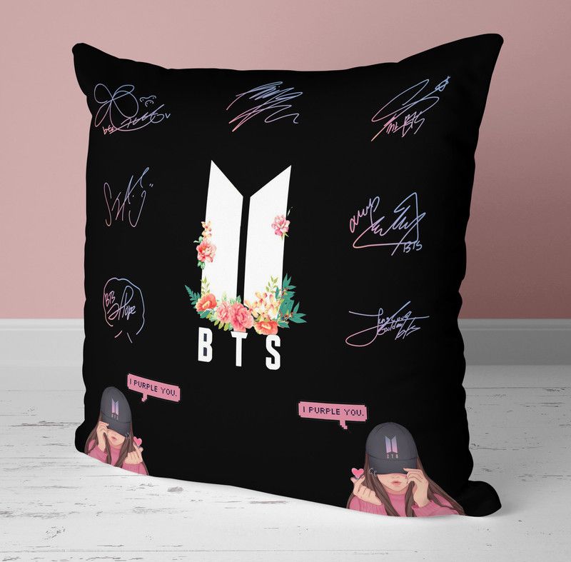 NH10 DESIGNS Microfibre Solid Cushion Pack of 1  (Black, Pink)