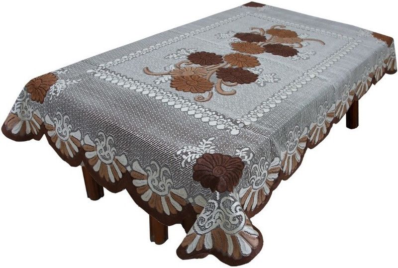 EASTTARDOMM Floral 4 Seater Table Cover  (Coffee, Net Cloth, Silk)