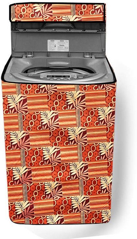 JM Homefurnishings Top Loading Washing Machine Cover  (Width: 62 cm, Orange, Yellow)