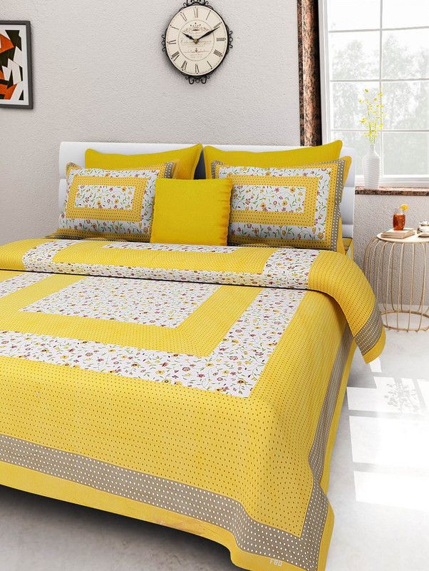MayuriCotton 250 TC Cotton Double Printed Fitted (Elastic) Bedsheet  (Pack of 1, Multicolor)