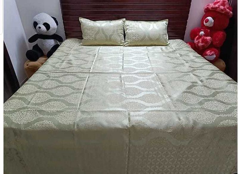 Nilotpal 300 TC Cotton, Satin Double Printed Flat Bedsheet  (Pack of 1, Green)