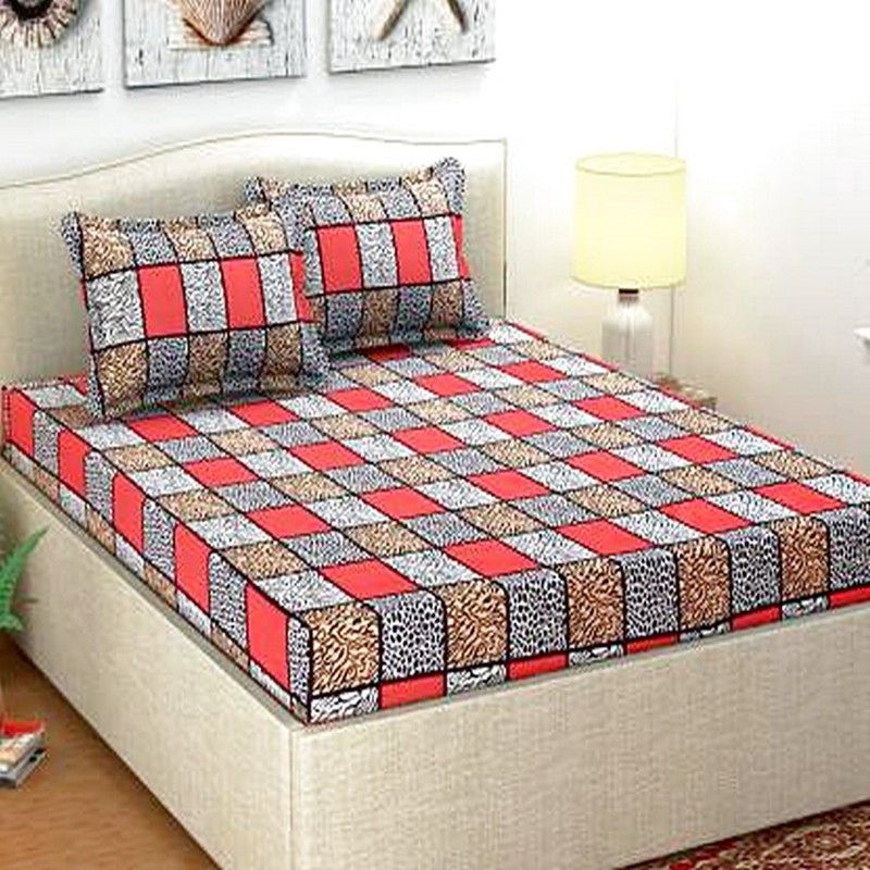 Aashna 250 TC Polycotton Queen Printed Flat Bedsheet  (Pack of 1, Multicolor)