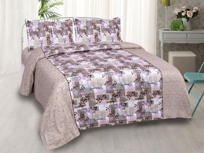 Grah Sajja 180 TC Cotton King Floral Flat Bedsheet  (Pack of 1, Purple)