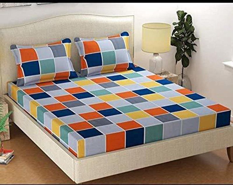 Maulshree 200 TC Cotton Double Geometric Flat Bedsheet  (Pack of 1, Box-Multi)
