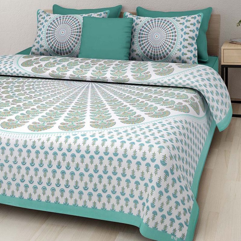 PRINCE CREATION 228 TC Cotton Double Floral Flat Bedsheet  (Pack of 1, Pink)