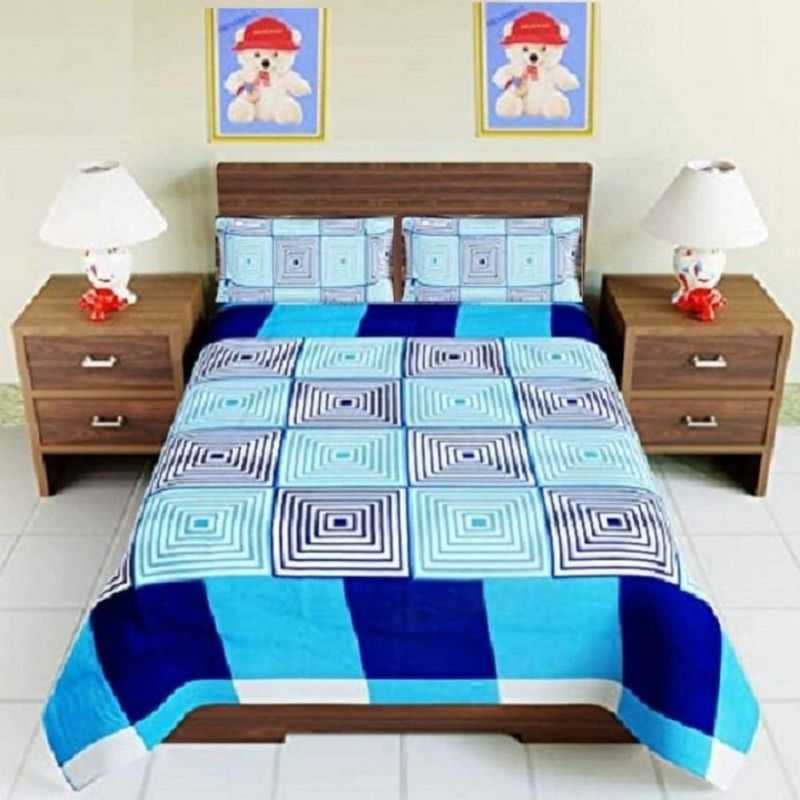 n g products 150 TC Polycotton Double Printed Flat Bedsheet  (Pack of 1, Blue Box)