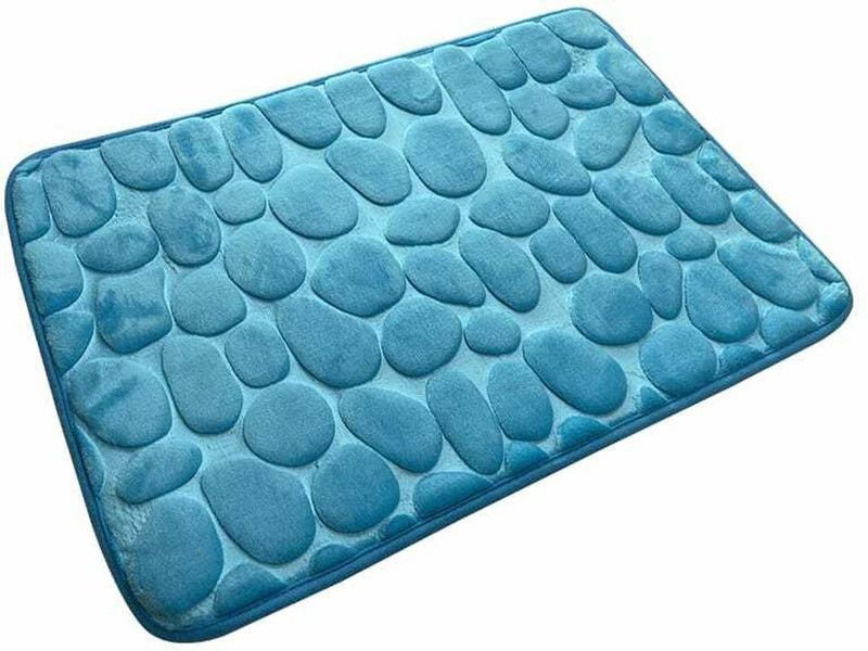 HomeCloud Microfiber Bathroom Mat  (SkyBlue, Medium)