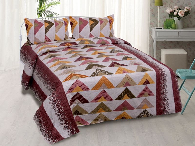 Yashvi Creations 180 TC Cotton Double Geometric Flat Bedsheet  (Pack of 1, Pink)