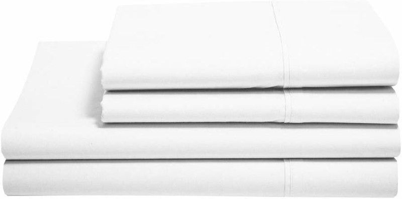 Balaji export 600 TC Cotton Single Solid Flat Bedsheet  (Pack of 1, White Solid)
