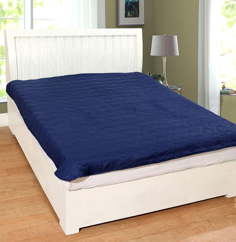 Indcrown Elastic Strap Single Size Mattress Cover  (Blue)